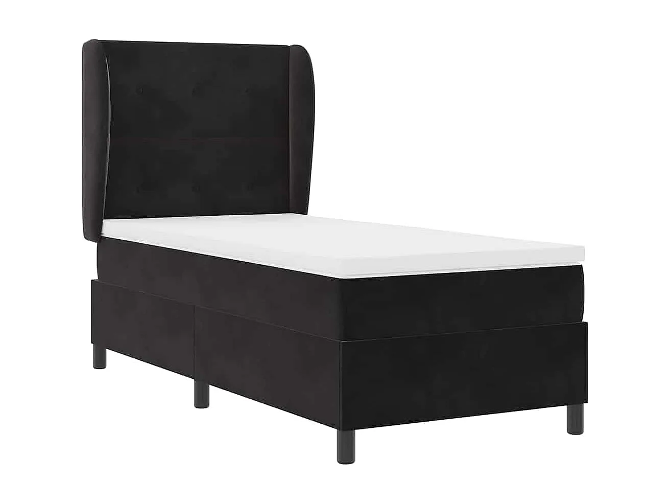 Cama tipo Box Spring con colchón Negro 100 x 200 cm Terciopelo