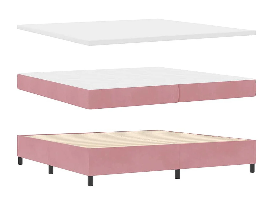 Cama tipo Box Spring con colchón Rosa 200 x 200 cm Terciopelo