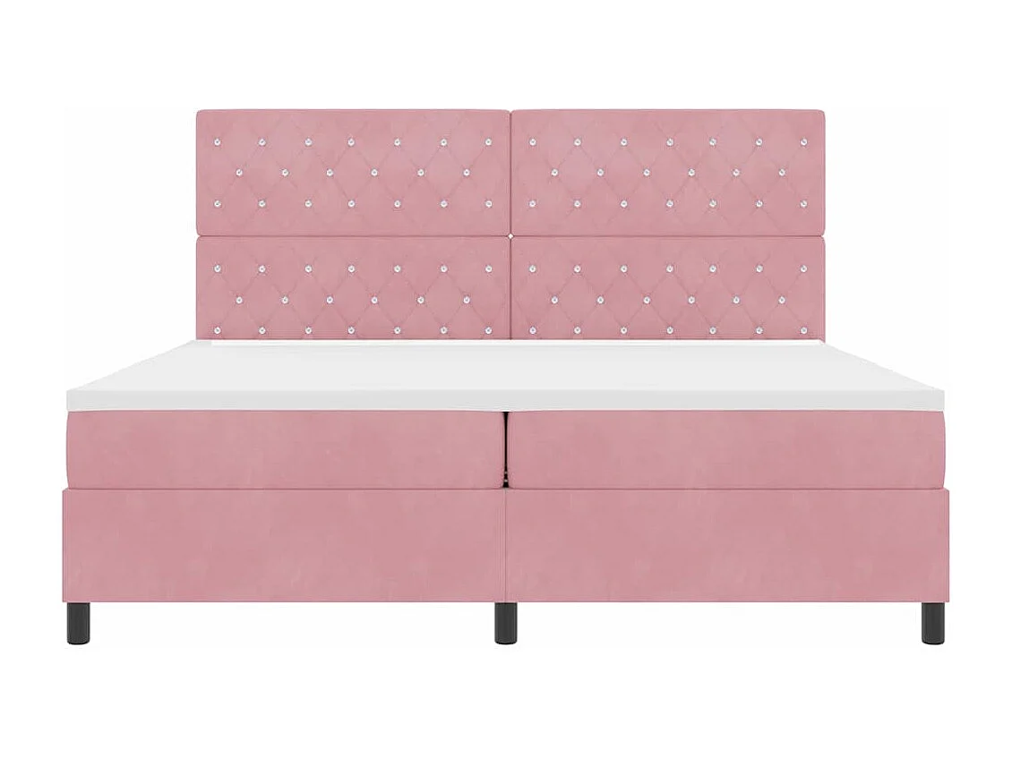 Cama tipo Box Spring con colchón Rosa 200 x 200 cm Terciopelo