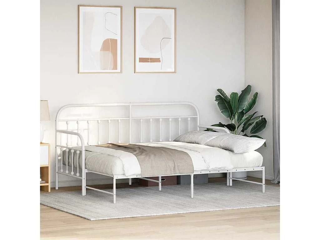 Bedframe voor een daybed met hoofdeinde Wit 80 x 200 cm Staal