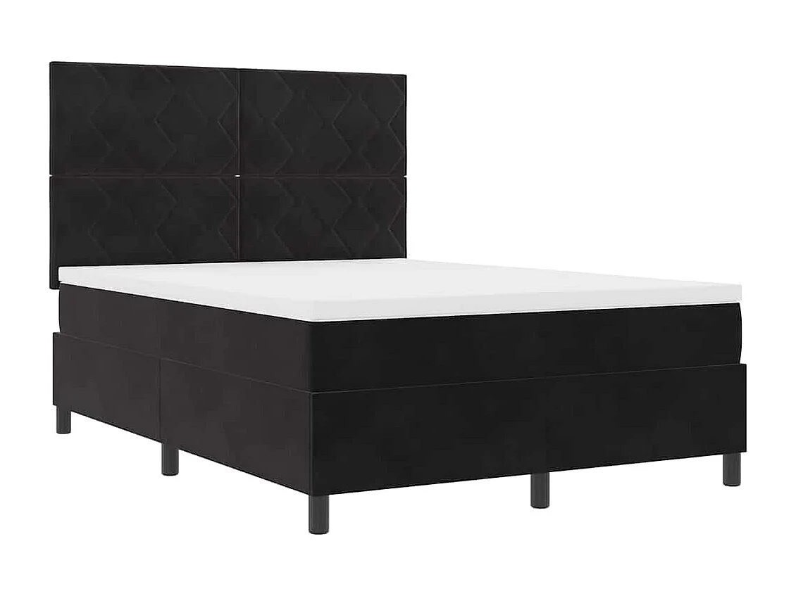 Cama tipo Box Spring con colchón Negro 140 x 200 cm Terciopelo