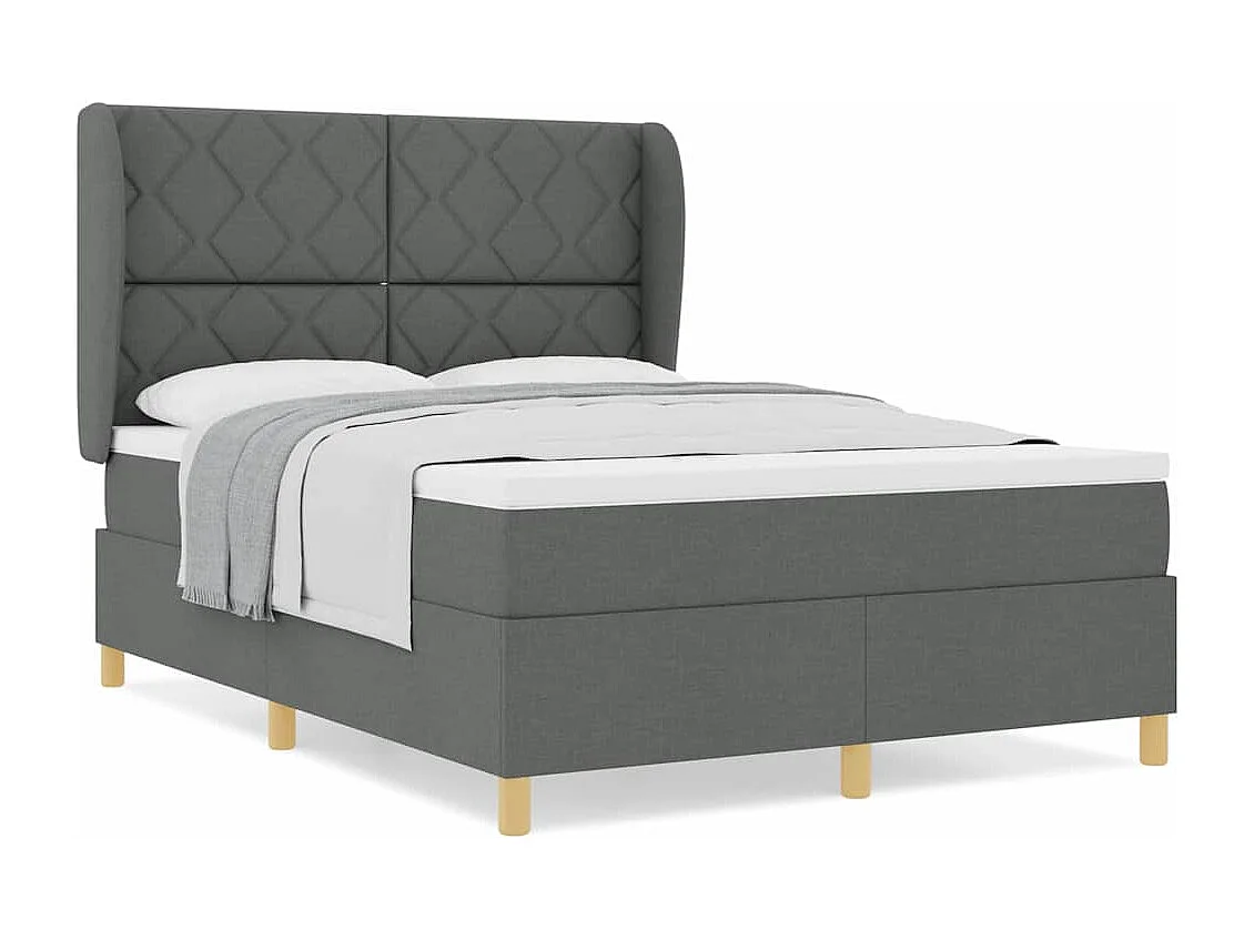 Cama con Somier y Colchón Gris Oscuro 90x190 cm de Tela