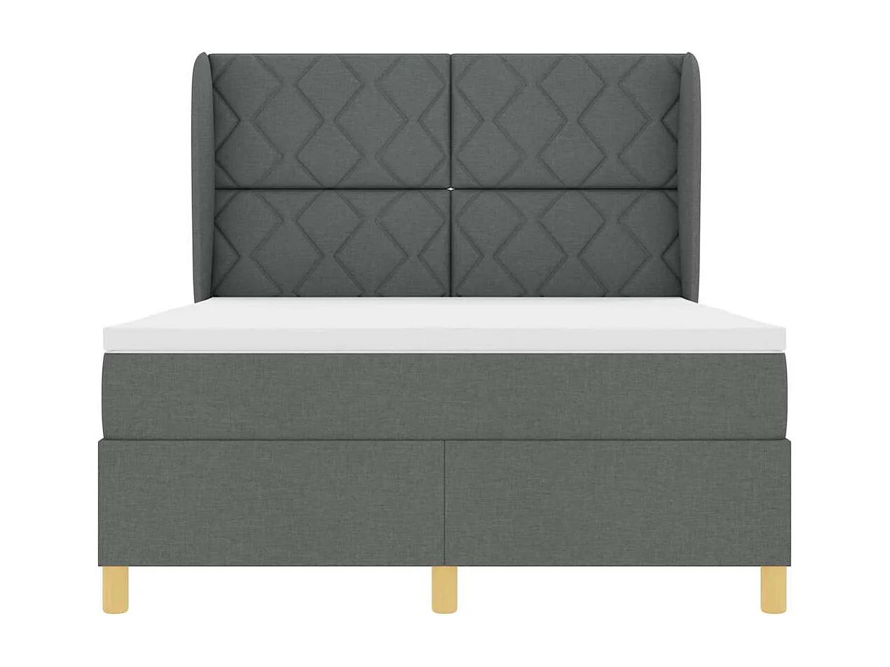 Cama con Somier y Colchón Gris Oscuro 90x190 cm de Tela
