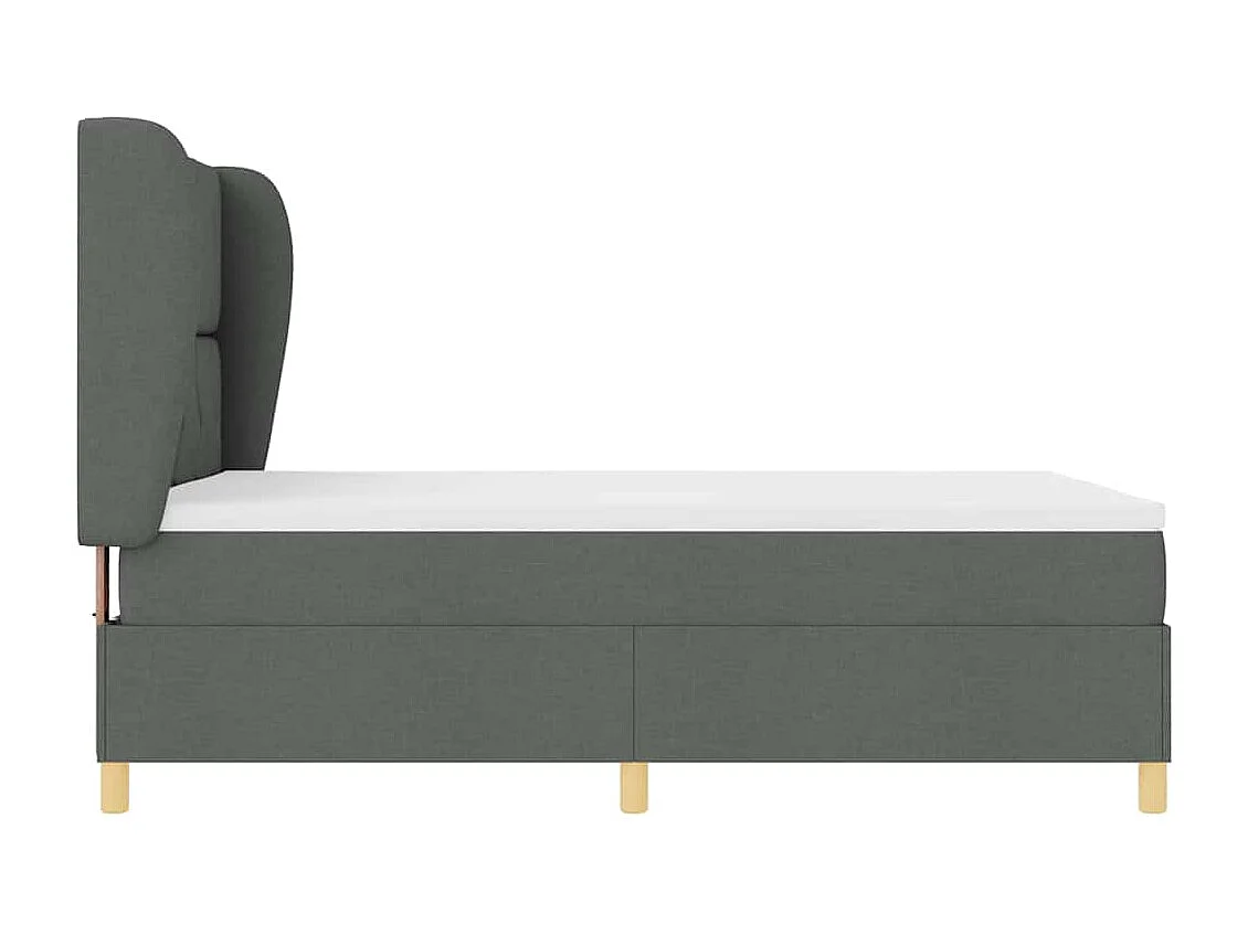 Cama con Somier y Colchón Gris Oscuro 90x190 cm de Tela