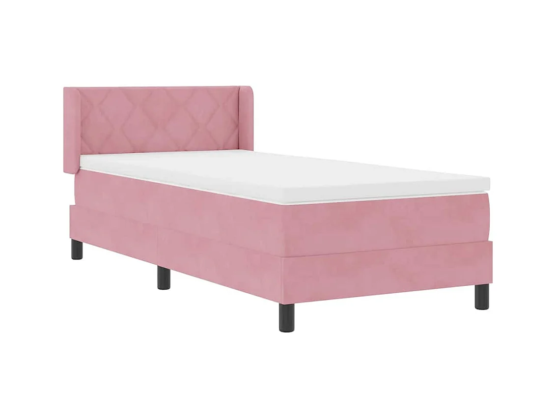 Cama con Somier y Colchón Negra 100x200 cm Terciopelo Rosa