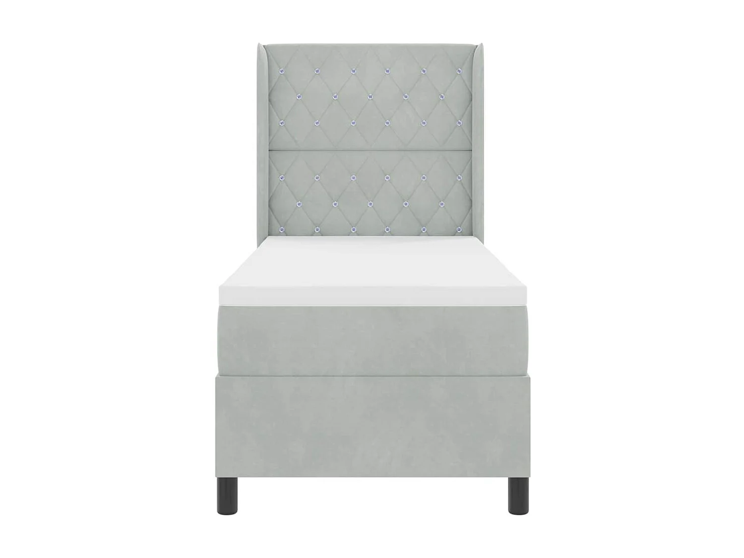 Cama Box Spring com LED e Colchão Cinzento-claro 80 x 200 cm