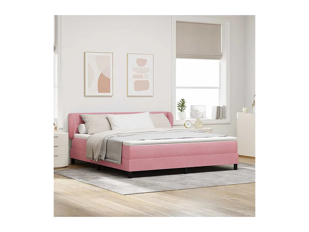 Cama con Somier y Colchón Gris Oscuro 80x200 cm Terciopelo Rosa