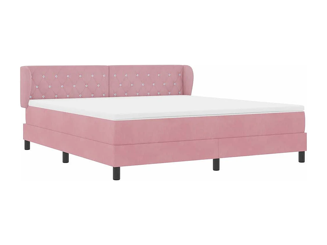 Cama con Somier y Colchón Gris Oscuro 80x200 cm Terciopelo Rosa
