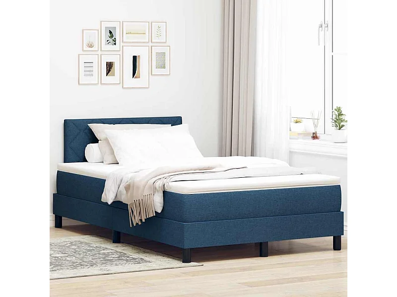 Cama box spring com colchão Azul 120 x 190 cm tecido