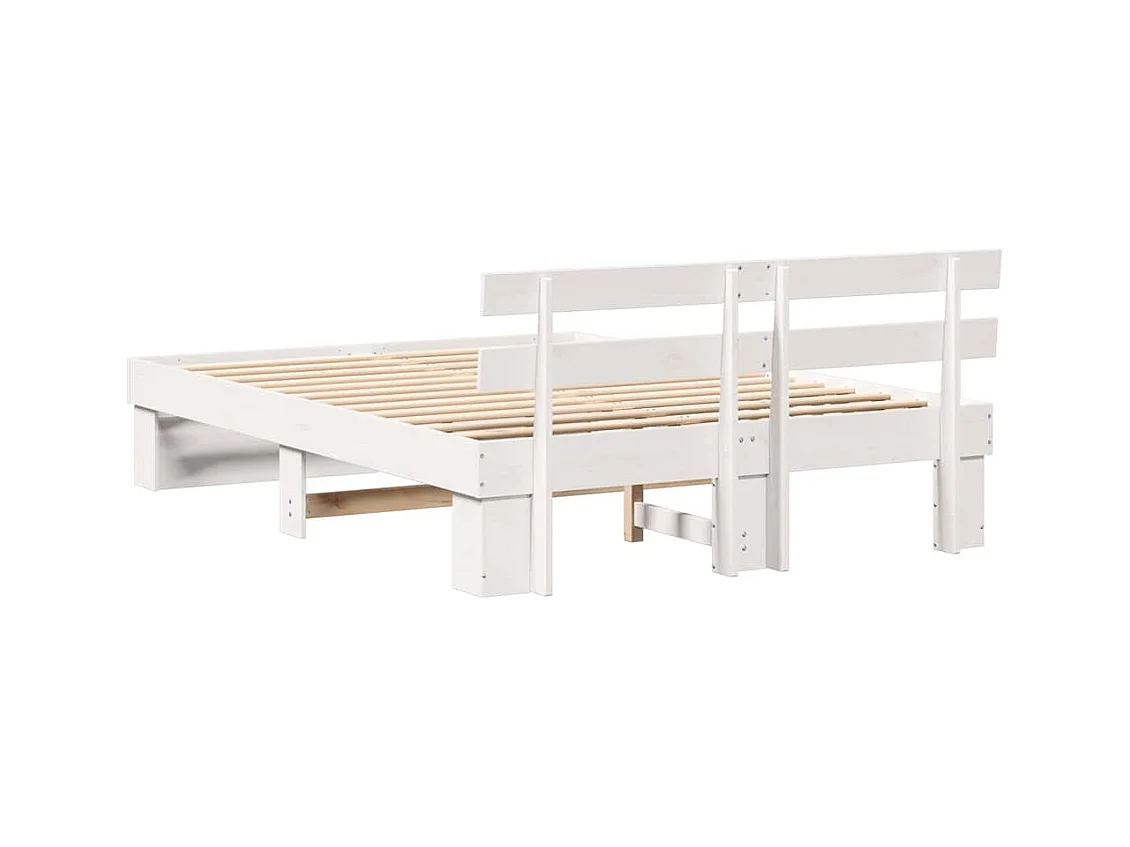 Cadre de lit Blanc 150 x 200 cm Bois massif en pin