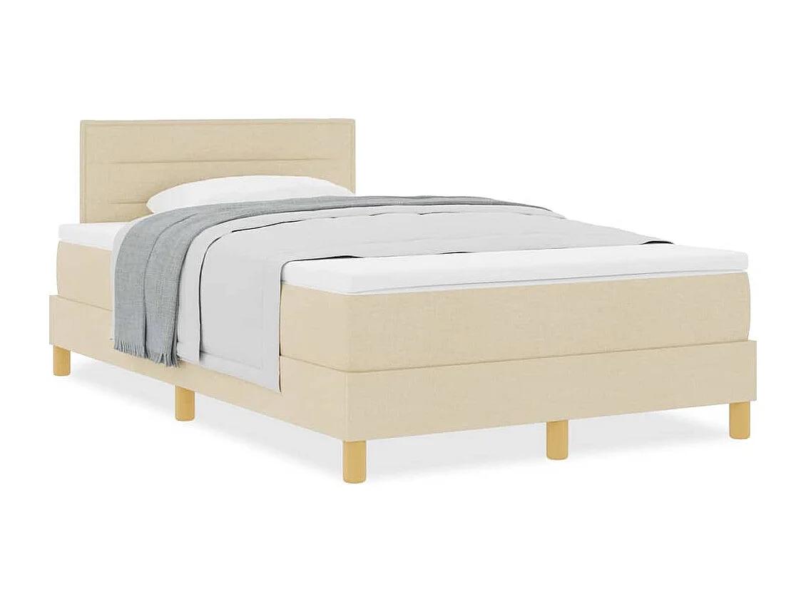 Cama box spring con colchón con colchón Crema 120 x 200 cm tela