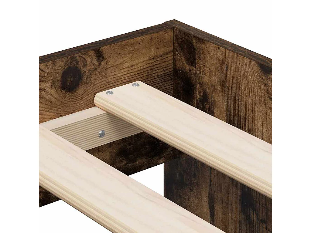 Opbergbedframe Gerookt eiken 90 x 190 cm Bewerkt hout
