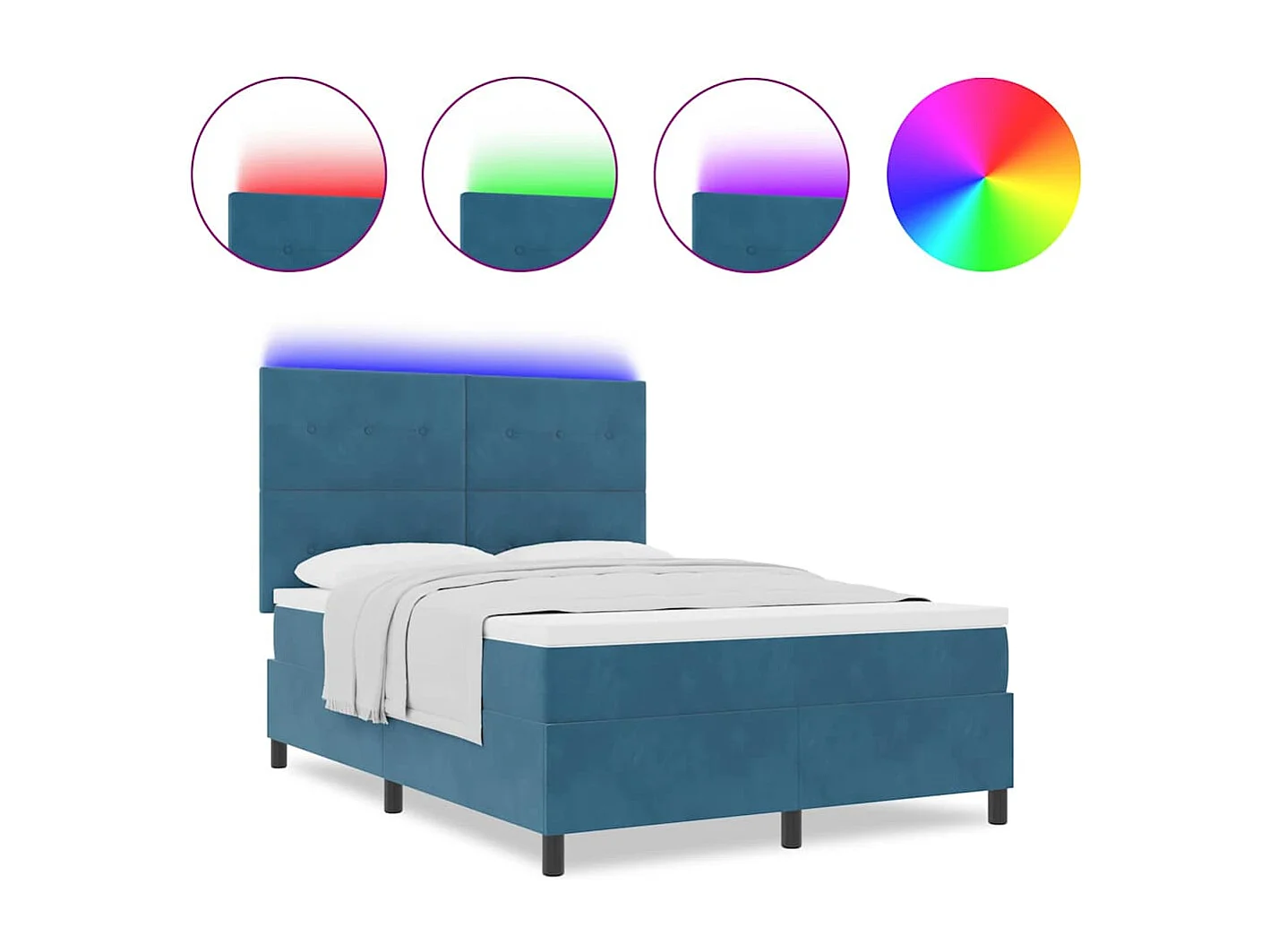 Cadre de lit avec matelas Bleu foncé 140 x 200 cm Velours