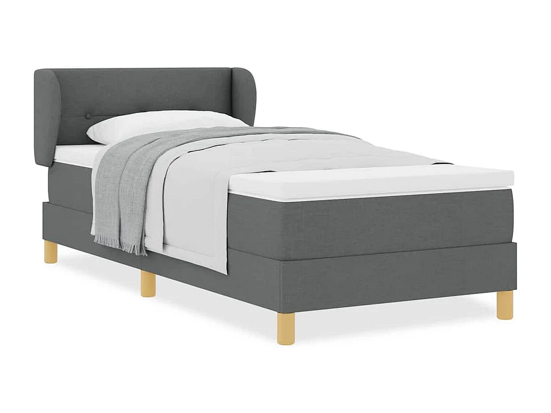 Cama con somier y colchón Crema 90x200 cm Fabric Gris oscuro