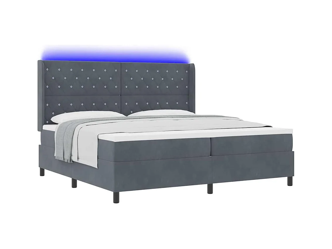 Cadre de lit avec Matelas LED Gris foncé 200 x 200 cm Velours