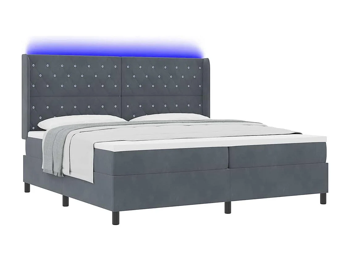 Cadre de lit avec Matelas LED Gris foncé 200 x 200 cm Velours