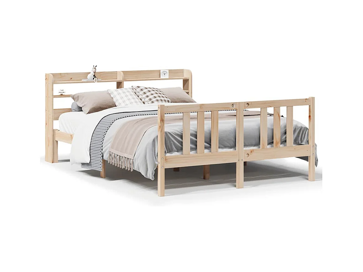 Estructura de cama con cabecero madera maciza pino 120x200 cm