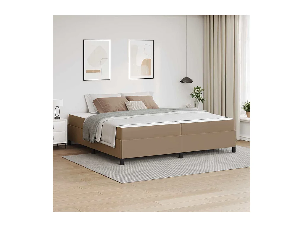 Cadre de lit avec matelas Cappuccino 200 x 200 cm Faux cuir