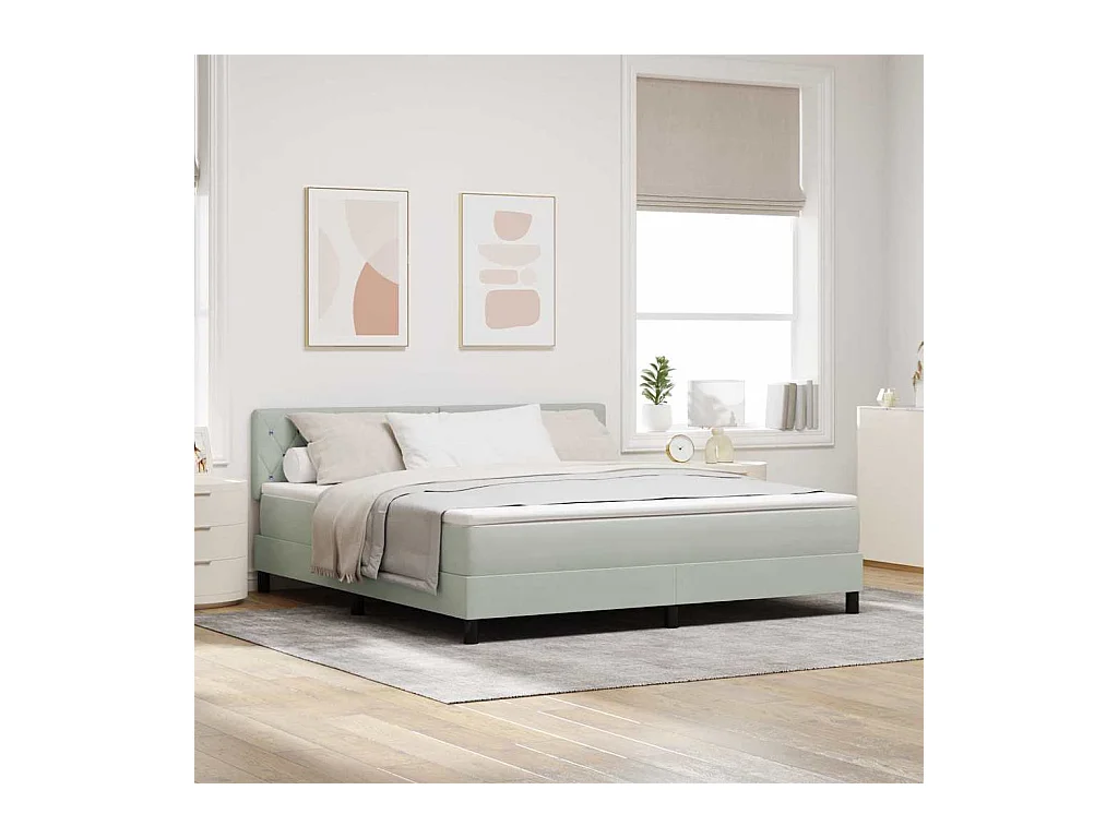 Cama con Somier y Colchón Gris Claro 180 x 200 cm tela