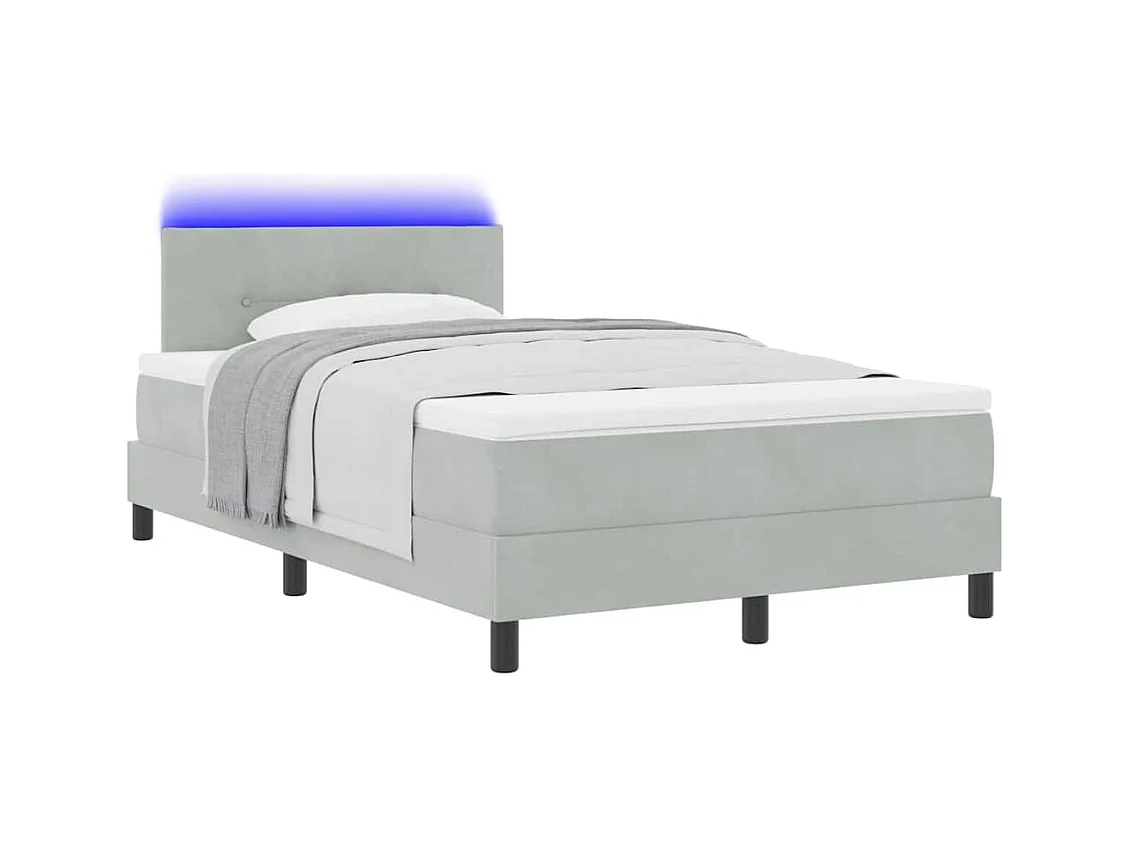 Cama tipo Box Spring Gris claro 120 x 200 cm Terciopelo