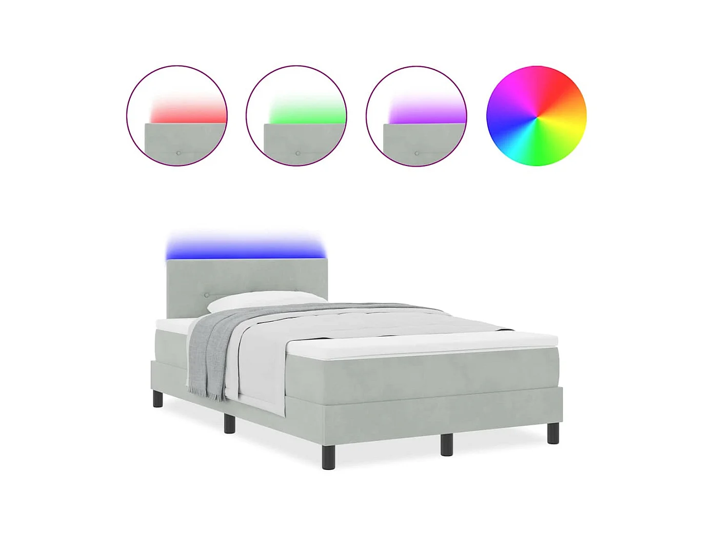 Cama tipo Box Spring Gris claro 120 x 200 cm Terciopelo