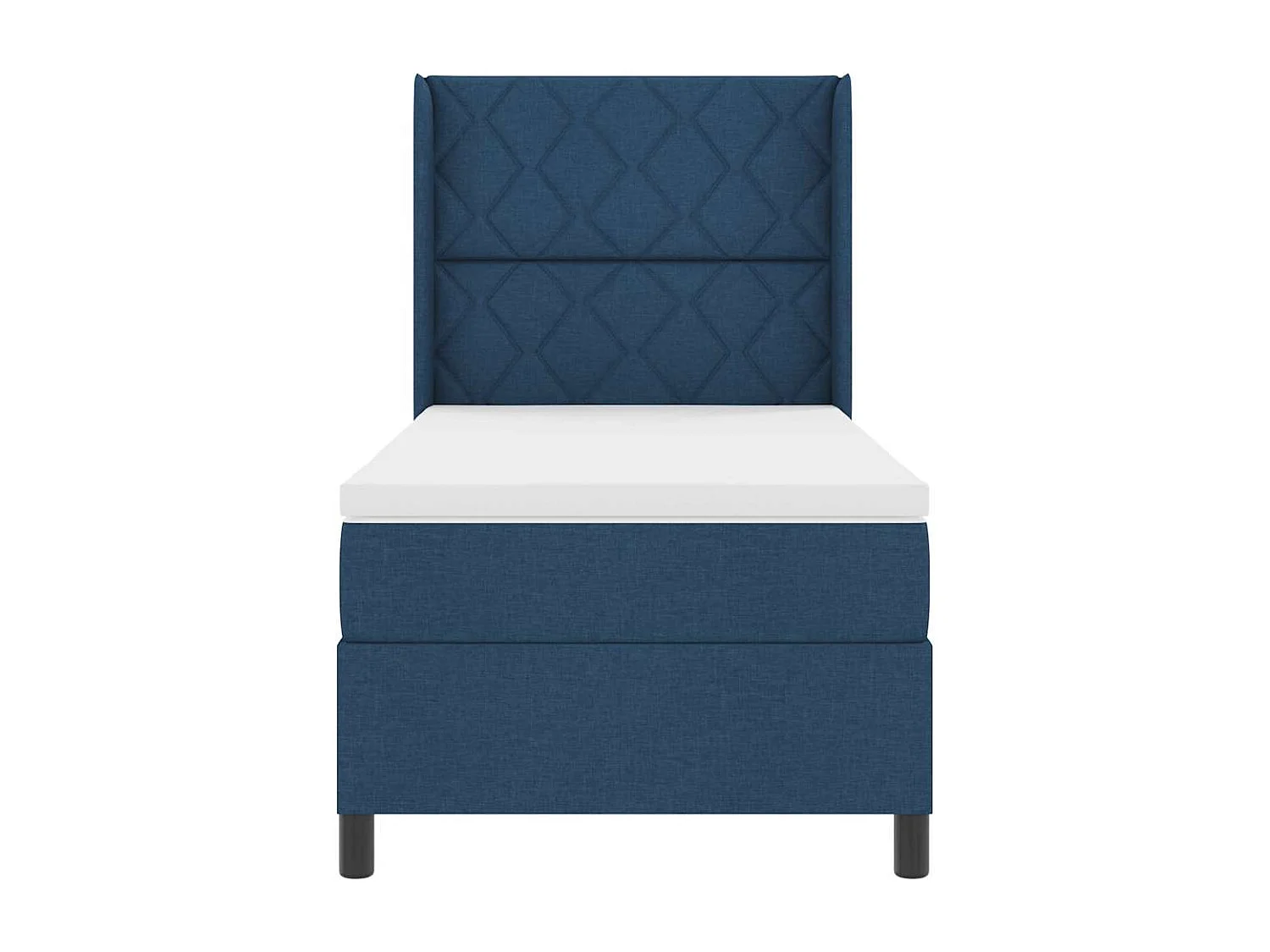 Cama Box com colchão com cabeceira Azul 100 x 200 cm tecido