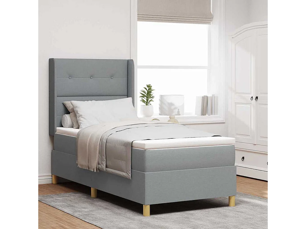 Cama con Somier con colchón Gris claro 80 x 200 cm tela