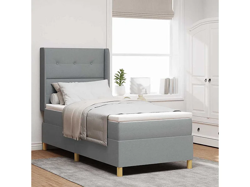 Cama con Somier con colchón Gris claro 80 x 200 cm tela