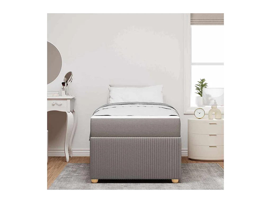 Cadre de lit avec matelas avec matelas Taupe 80 x 200 cm tissu