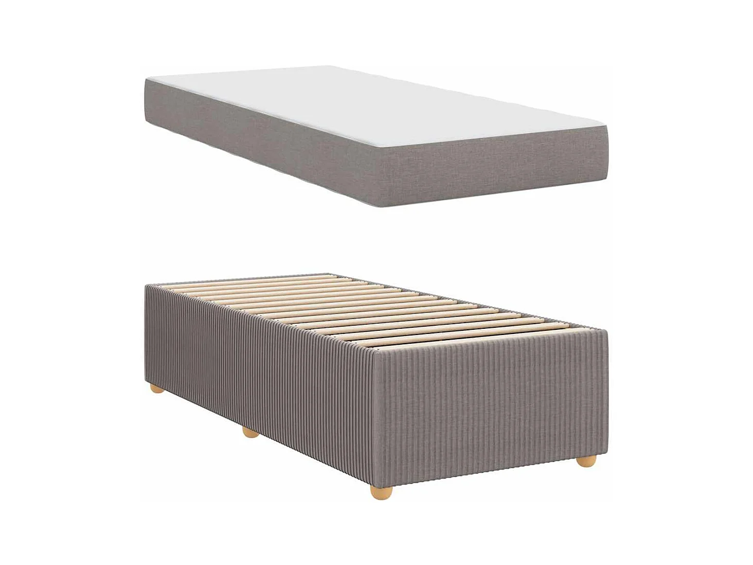 Cadre de lit avec matelas avec matelas Taupe 80 x 200 cm tissu