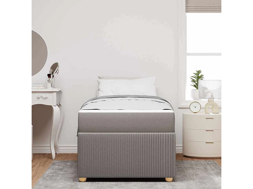 Estructura de cama con colchón Taupé 80 x 200 cm tela