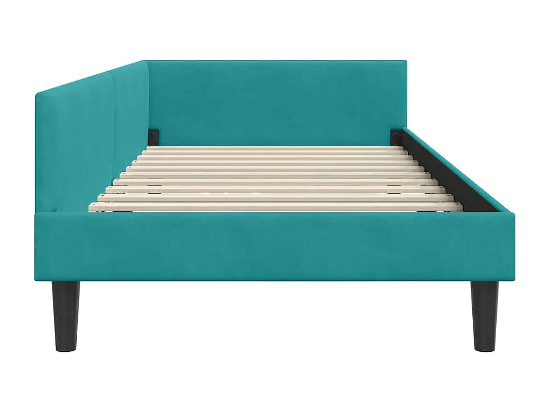 Cadre de lit d'angle avec tête de lit Turquoise 100 x 200 cm