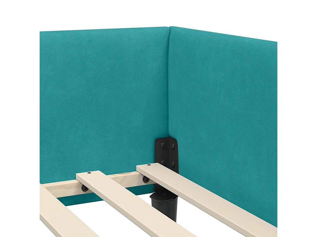 Cadre de lit d'angle avec tête de lit Turquoise 100 x 200 cm