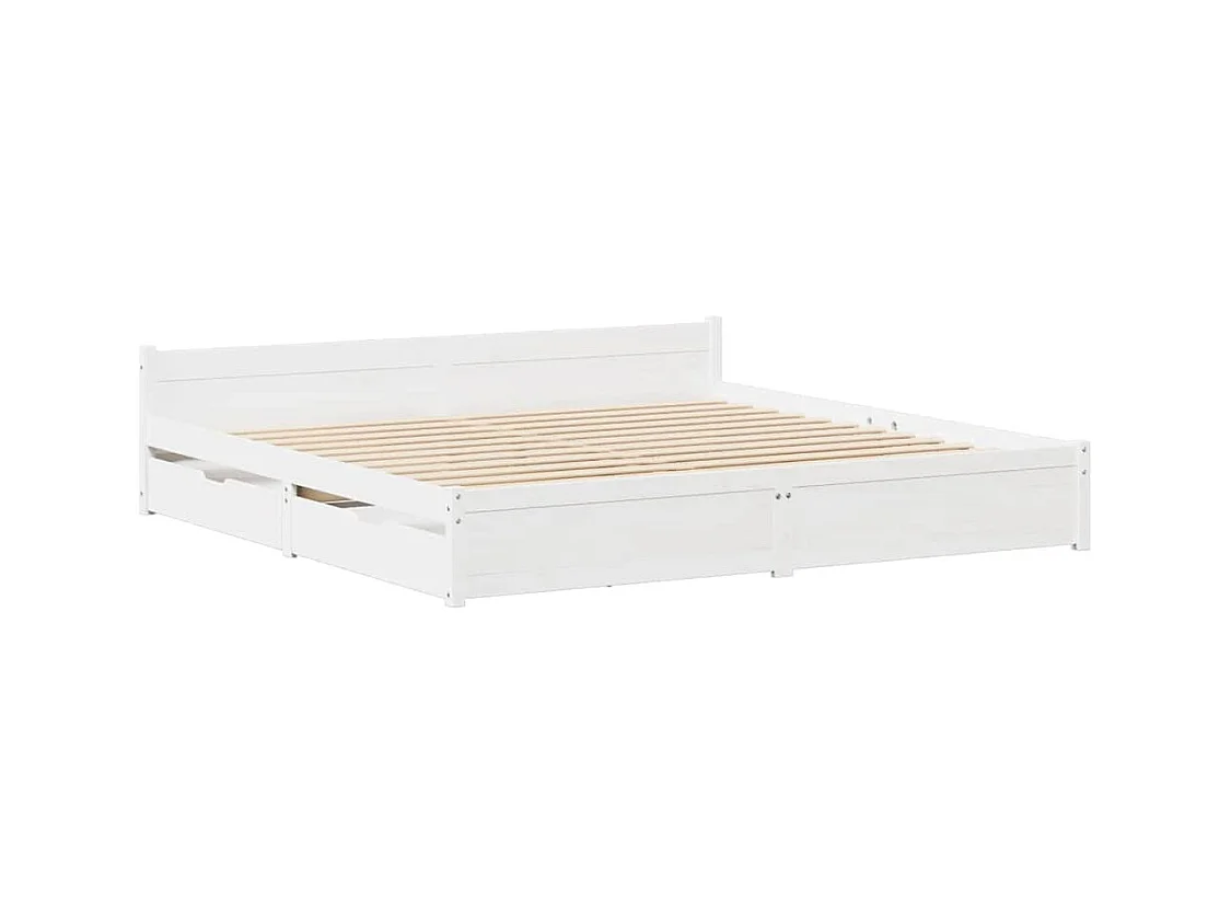 Cadre de lit sans matelas blanc 100x200 cm bois de pin massif