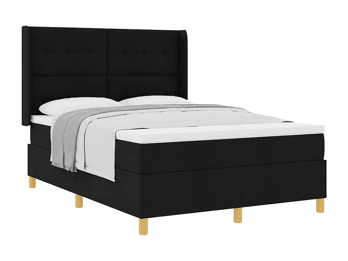Cadre de lit avec matelas Noir 140 x 200 cm tissu