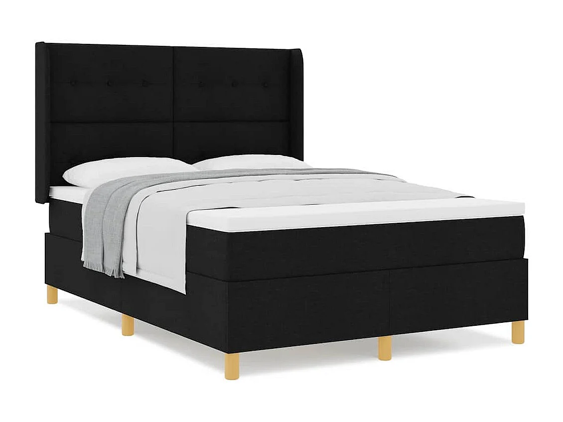 Cadre de lit avec matelas Noir 140 x 200 cm tissu