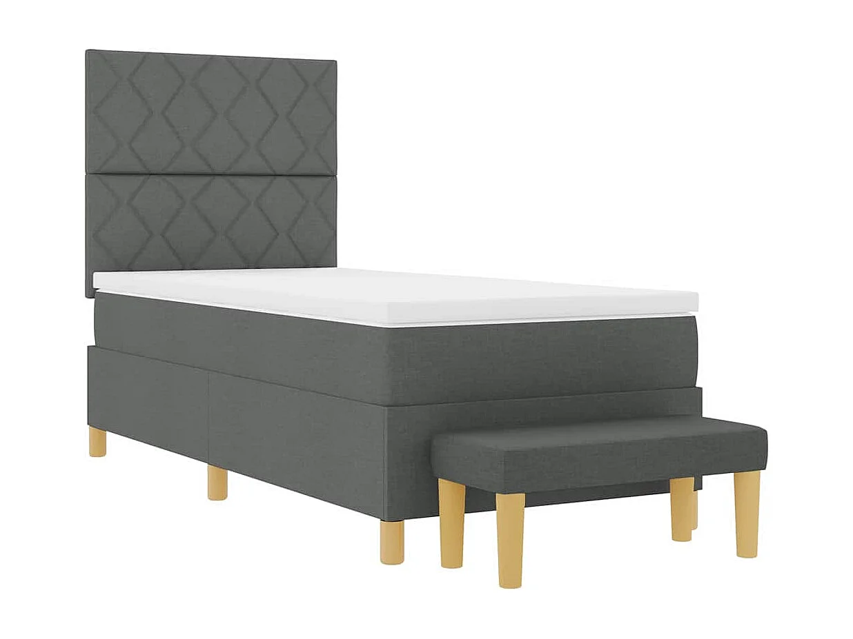 Cama tipo Box Spring con colchón Gris oscuro 100 x 200 cm tela