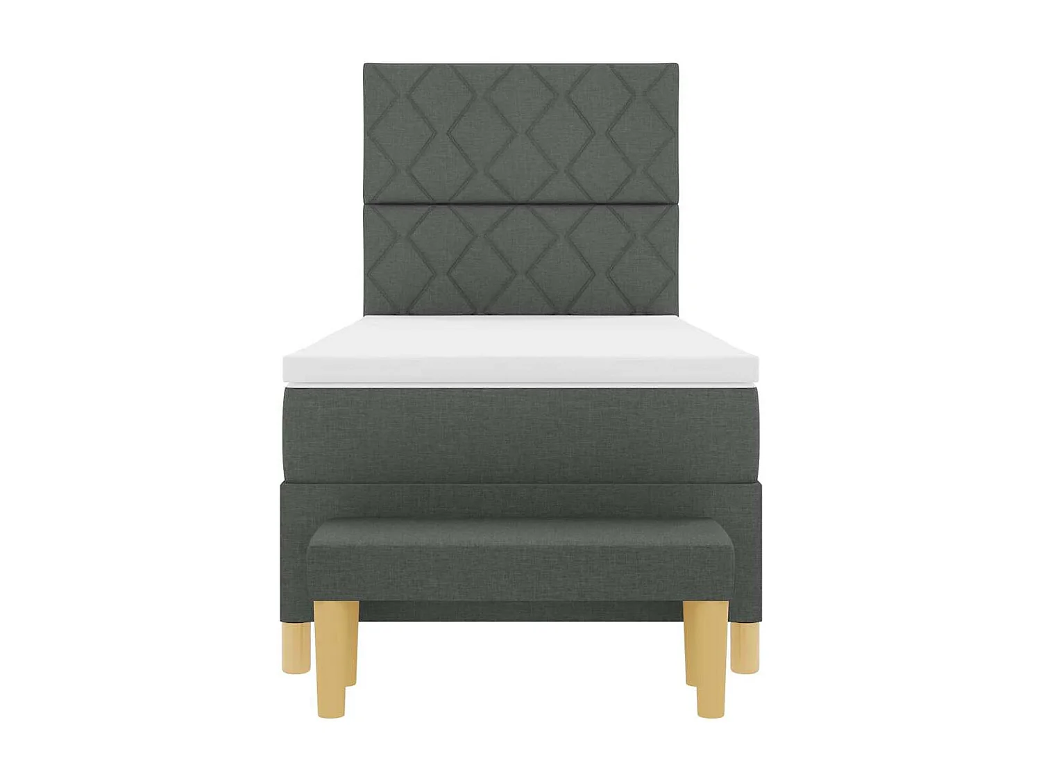 Cama tipo Box Spring con colchón Gris oscuro 100 x 200 cm tela