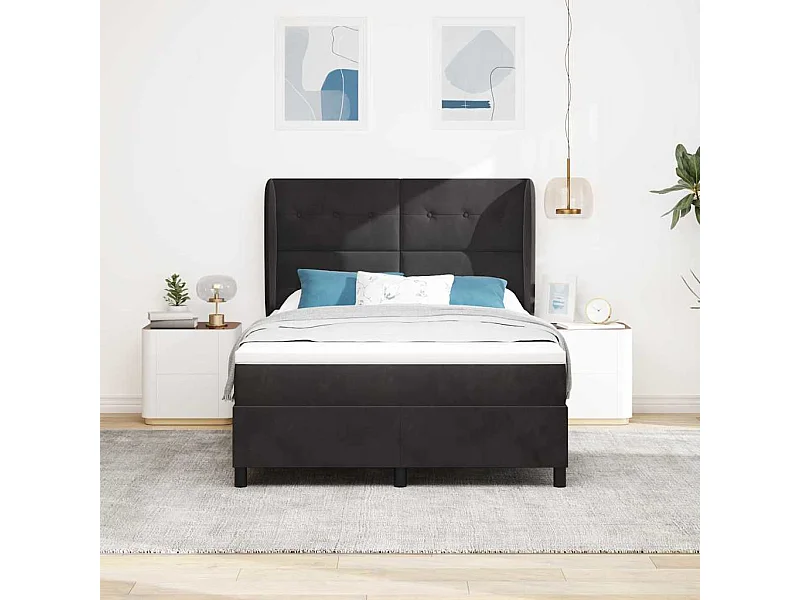 Cadre de lit avec matelas Noir 140 x 200 cm Velours