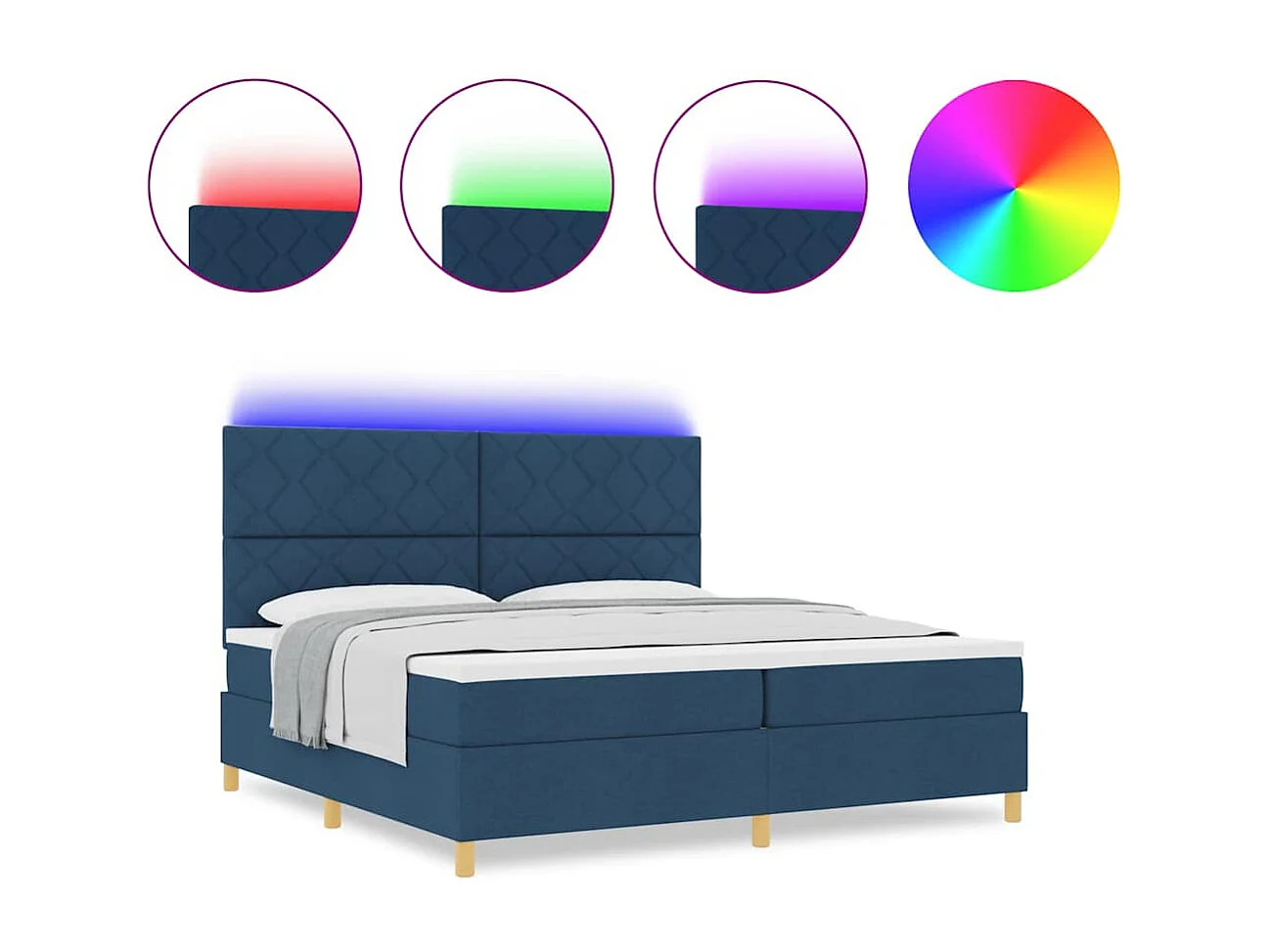 Cadre de lit avec matelas Bleu 200 x 200 cm tissu