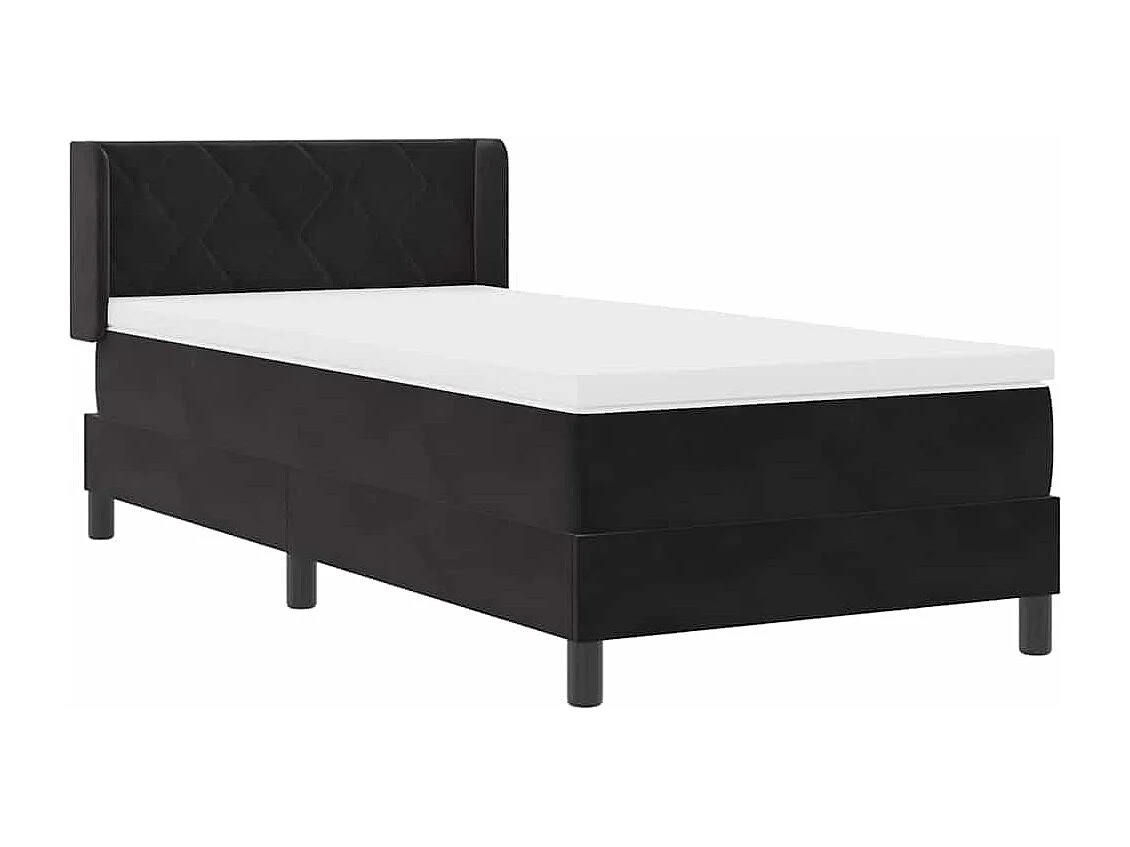 Cadre de lit avec matelas noir 100x200 cm en velours Noir