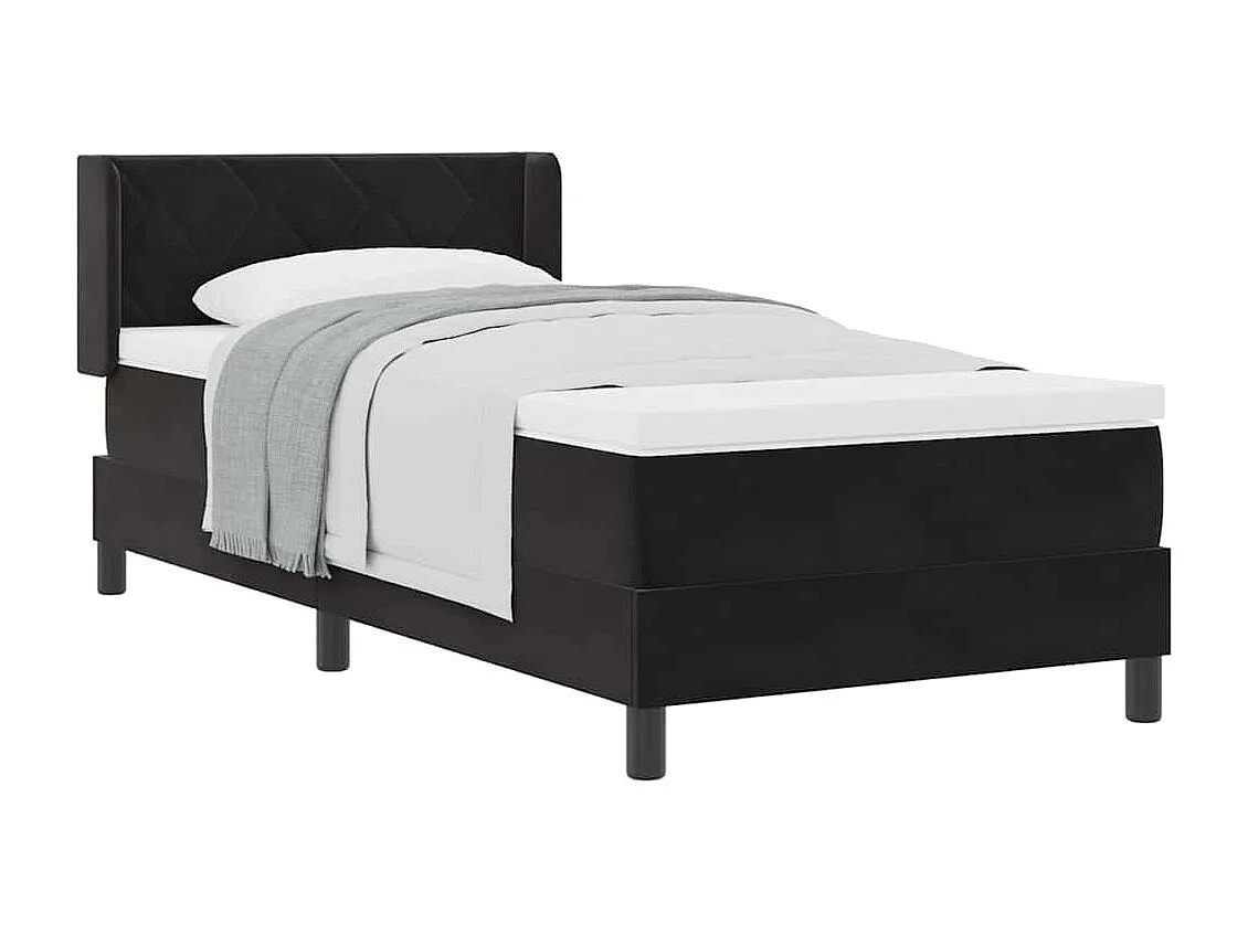Cadre de lit avec matelas noir 100x200 cm en velours Noir