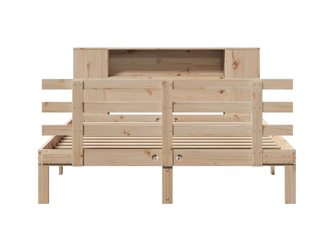 Cama con estantería sin colchón madera maciza de pino 120x190cm