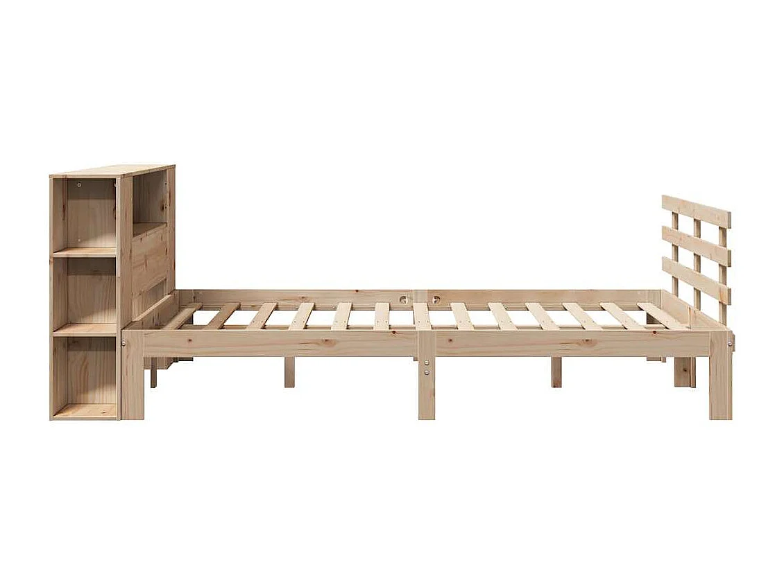 Lit bibliothèque sans matelas 120x190 cm bois de pin massif