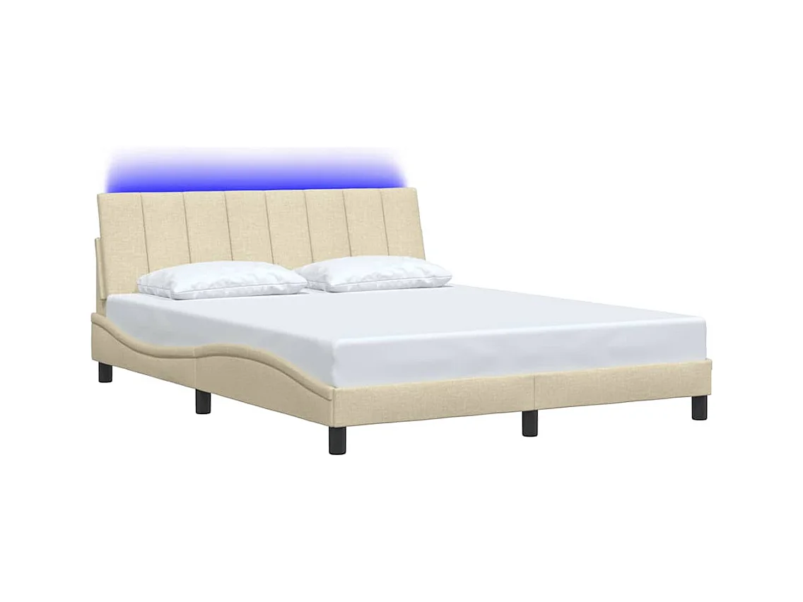 Cadre de lit sans matelas crème 160x200 cm tissu