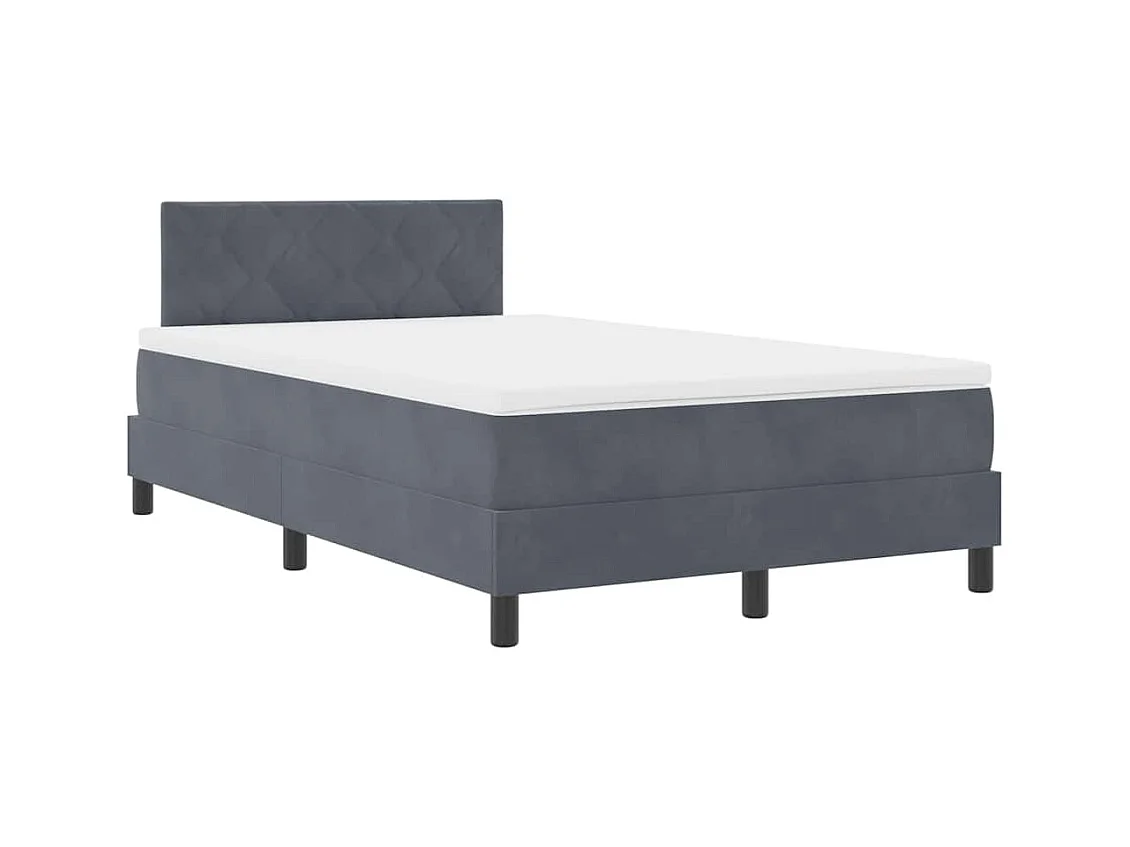 Cadre de lit avec matelas Gris foncé 120 x 200 cm tissu