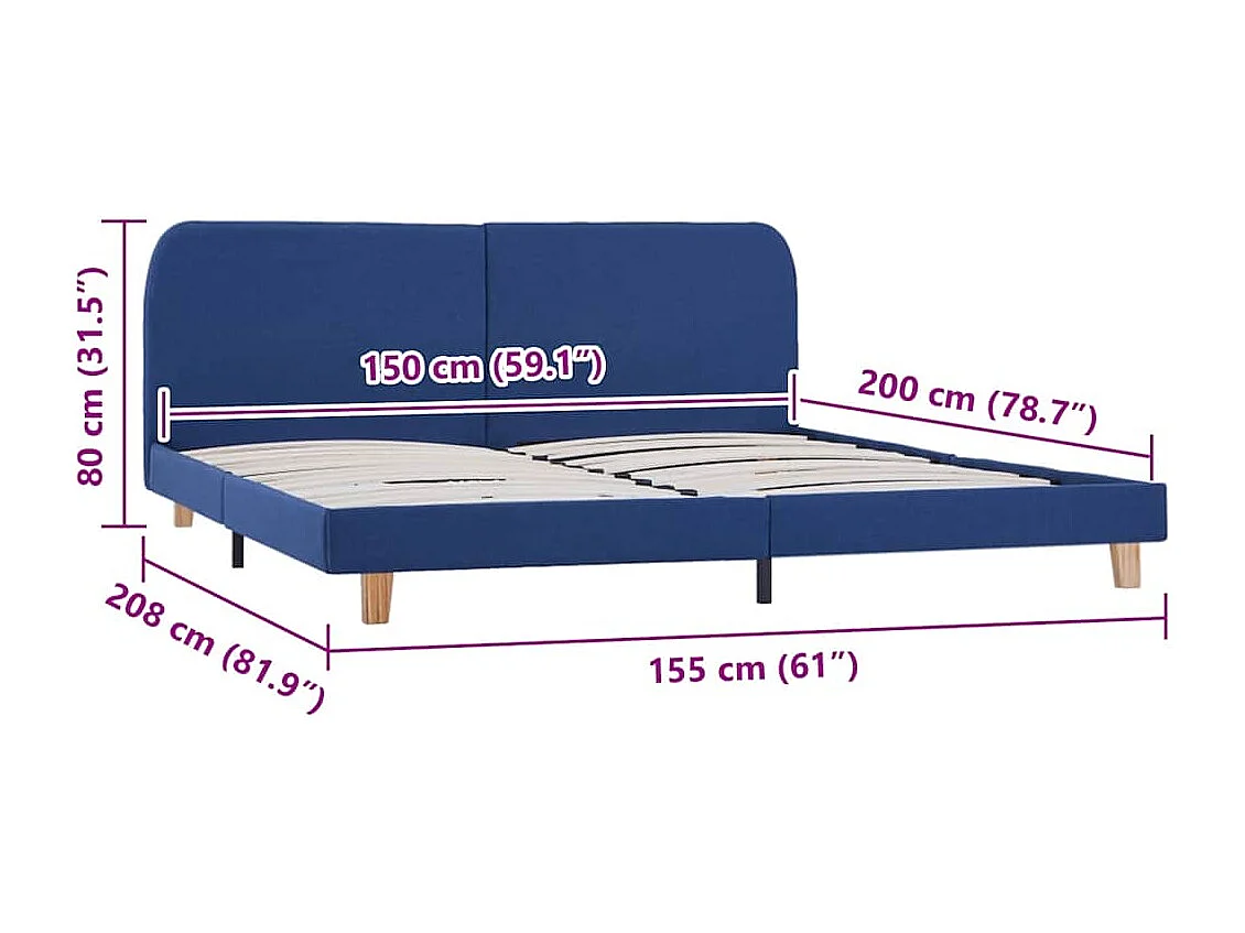 Bedframe zonder matras 150x200 cm blauw
