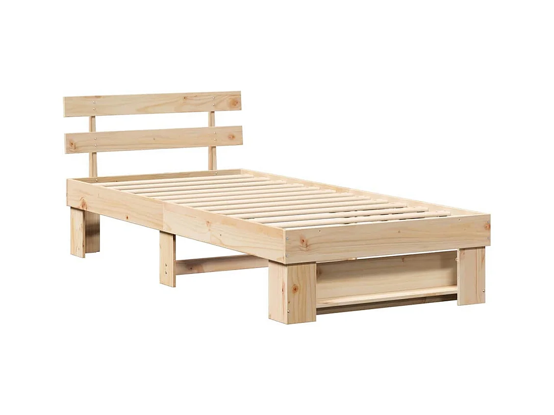 Estructura de cama Marrón 75 x 190 cm Madera maciza de pino