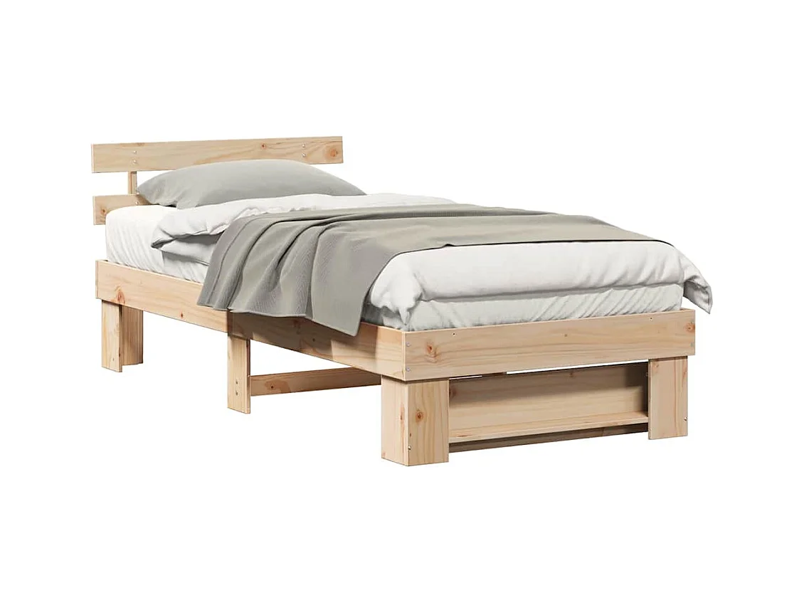 Estructura de cama Marrón 75 x 190 cm Madera maciza de pino