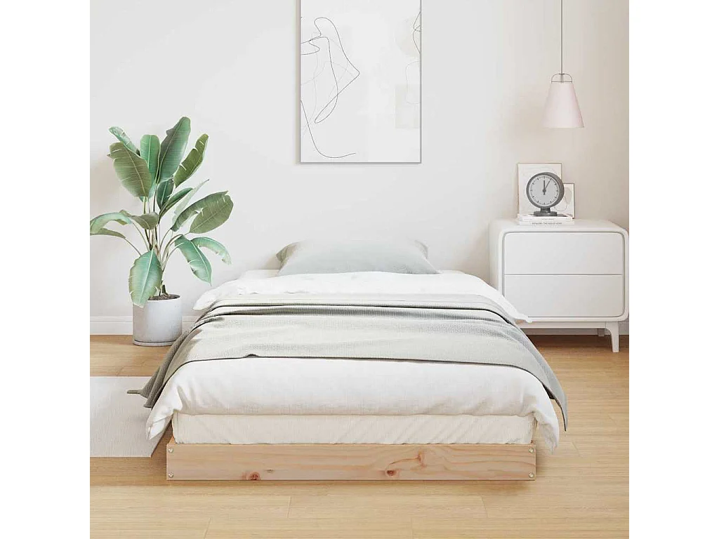 Cadre de lit surélevé Naturel 80 x 220 cm Bois de pin massif